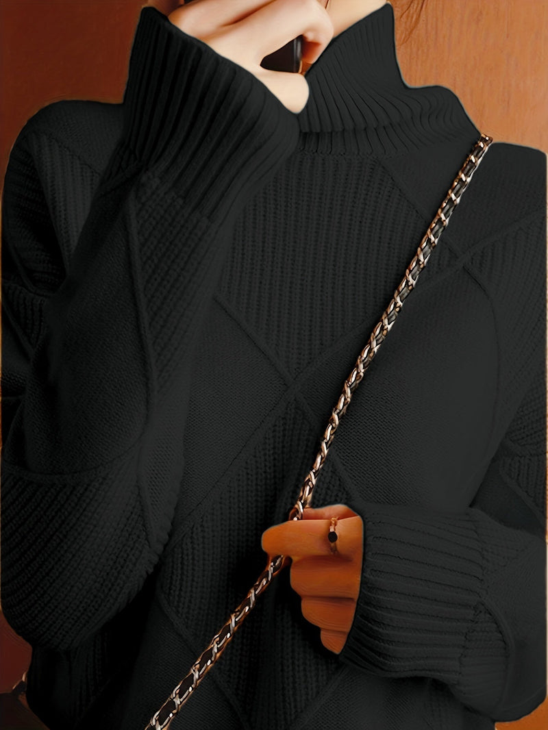 Ylva | Rullekravesweater i Sort, bagfra