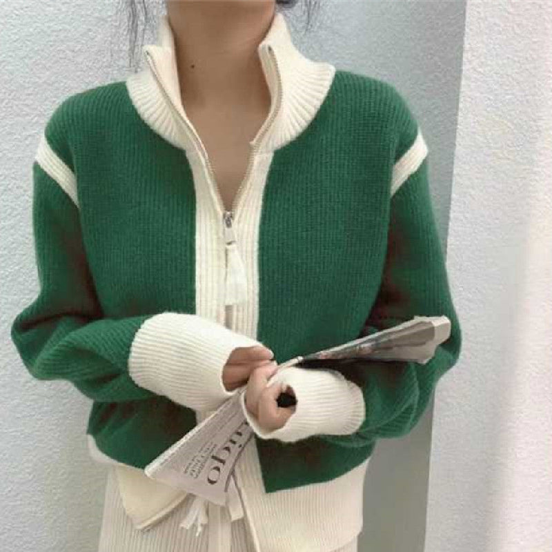 Svea | Zip-cardigan i Grøn, bagfra