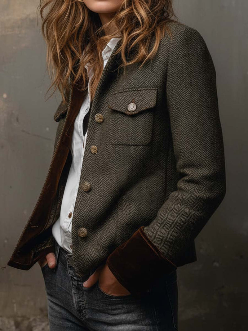 Dorthe | Sildebensblazer i Olivengrøn, forfra