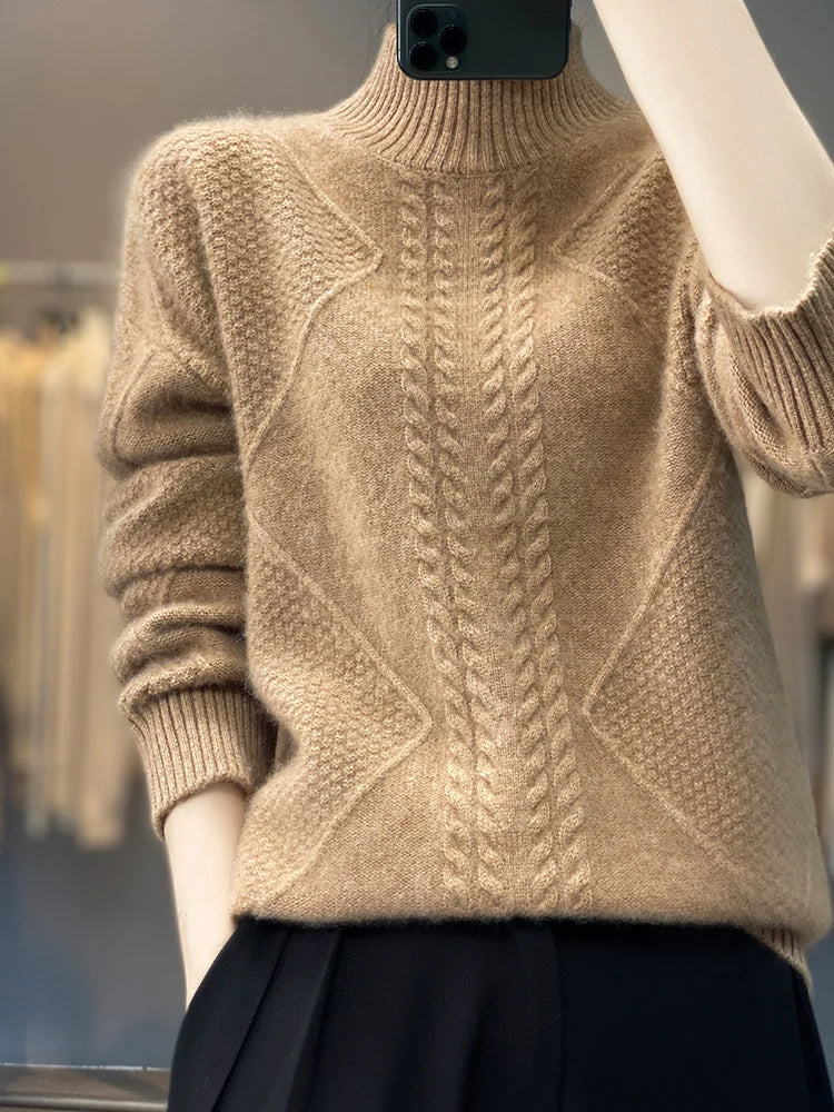 Talia | Rullekravetrøje i Beige, billede 3