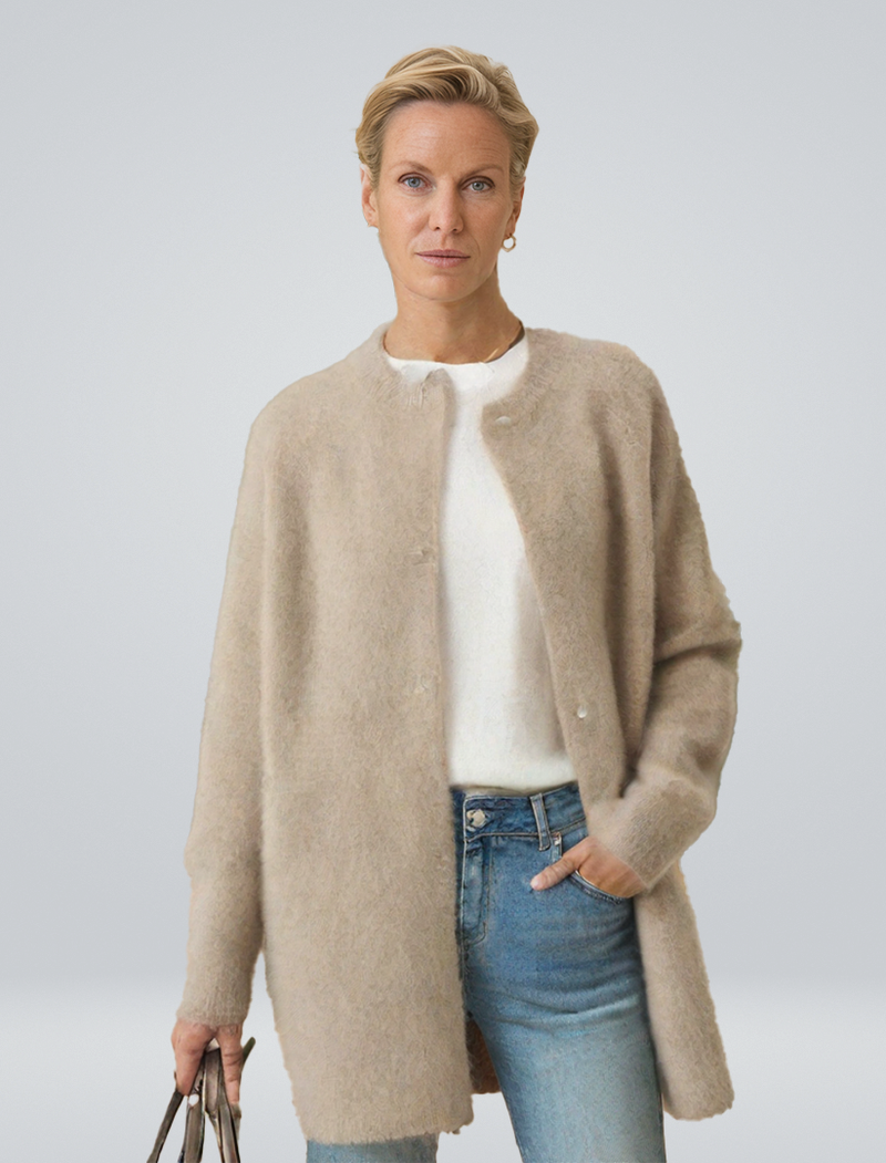 Dora | Cardigan i Khaki, forfra, billede 2