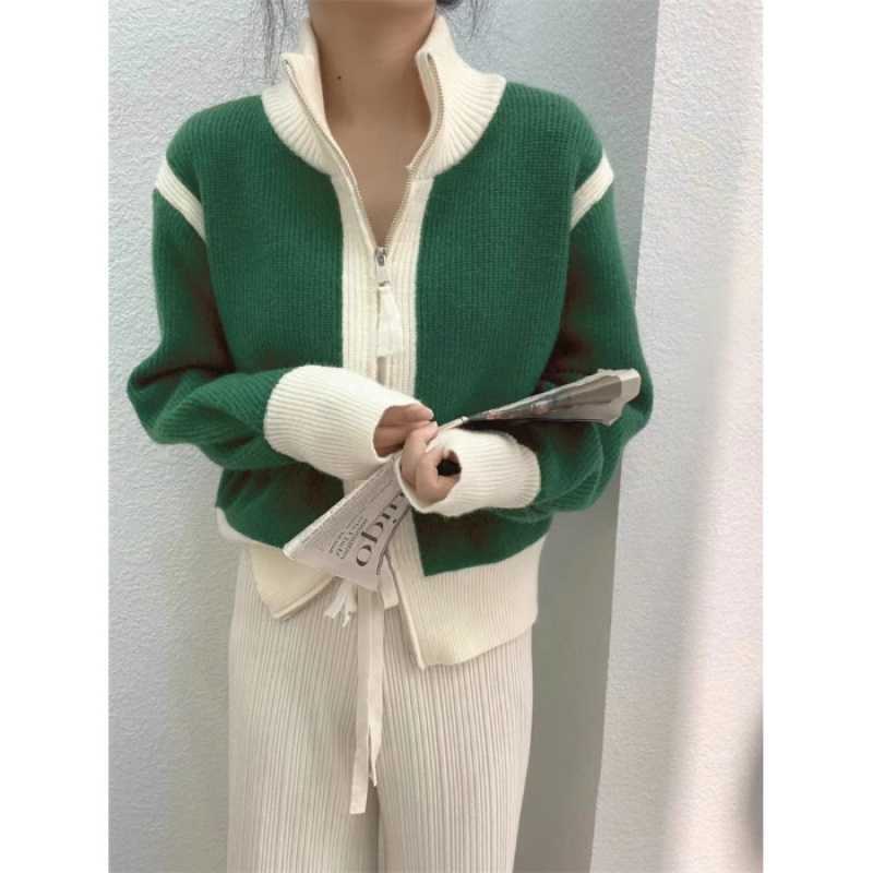 Svea | Zip-cardigan i Grøn, forfra