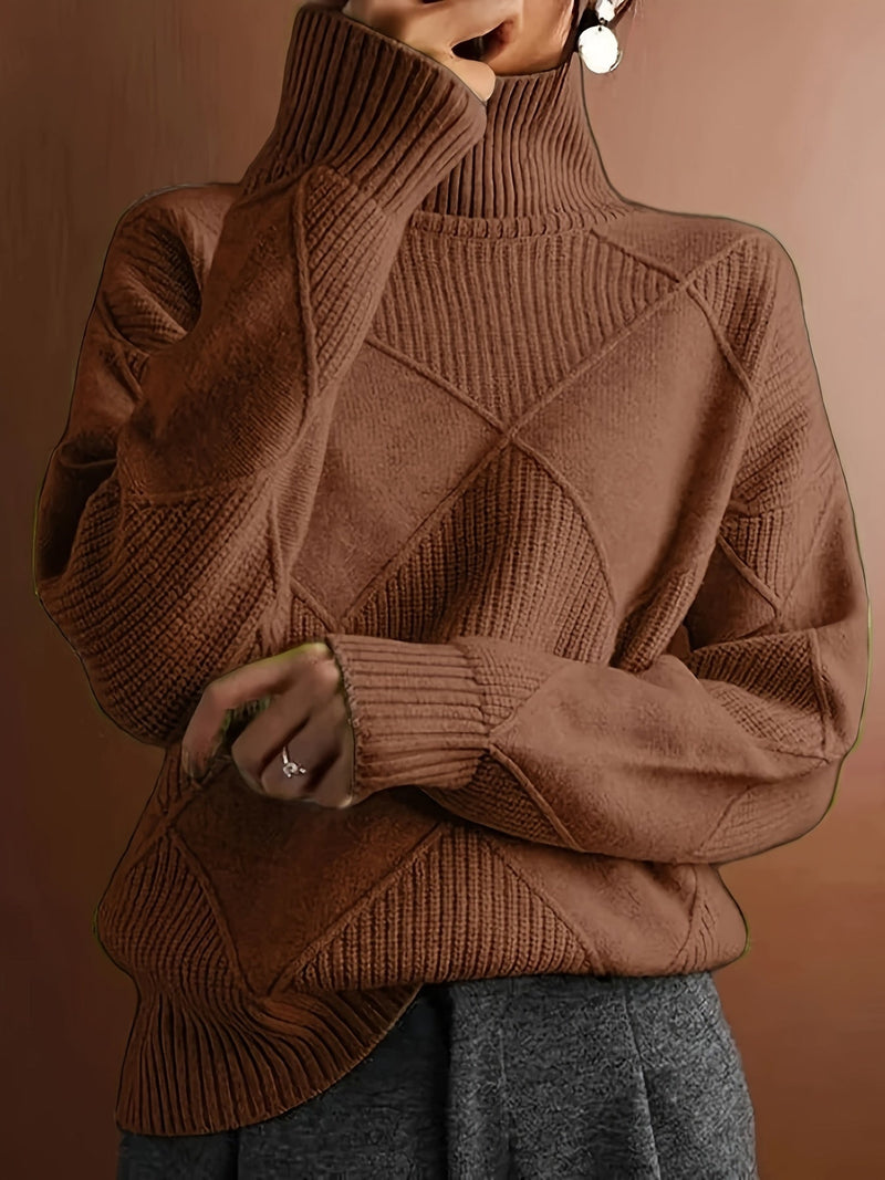 Ylva | Rullekravesweater i Lysebrun, bagfra