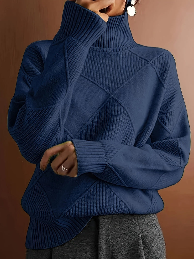Ylva | Rullekravesweater i Kongeblå, forfra