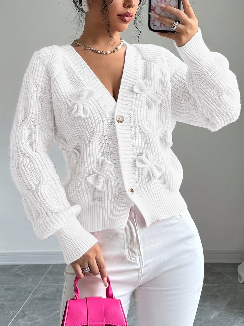 Kirsten | Cardigan med sløjfer i Hvid, forfra