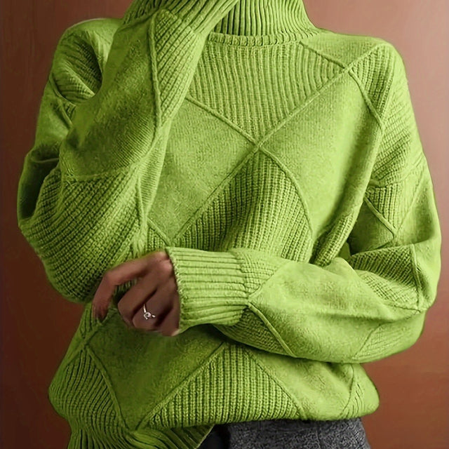 Ylva | Rullekravesweater i Limegrøn, forfra