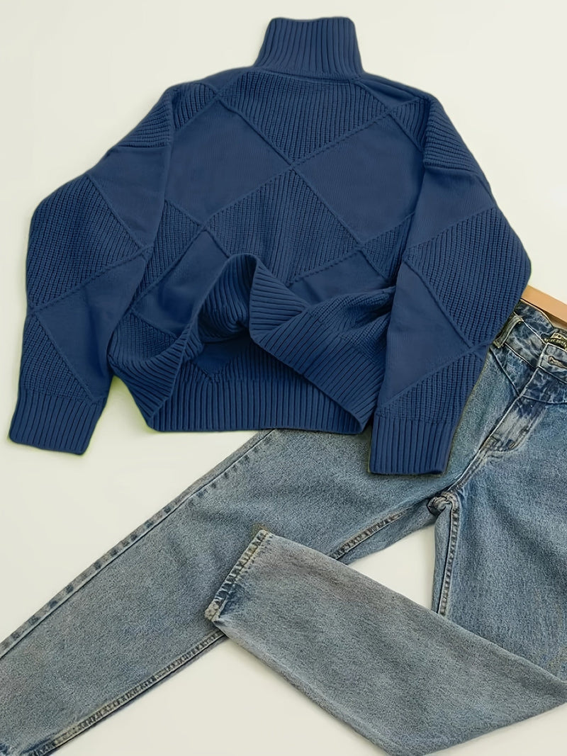 Ylva | Rullekravesweater i Kongeblå, detalje