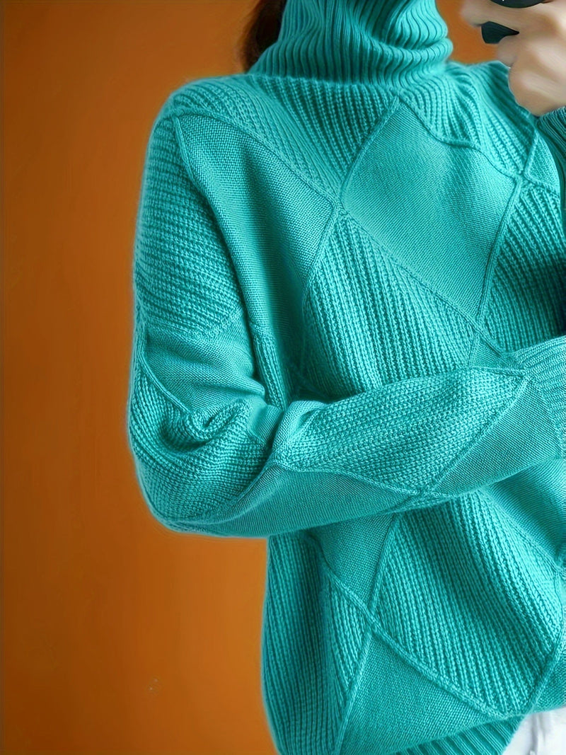 Ylva | Rullekravesweater i Turkis, forfra