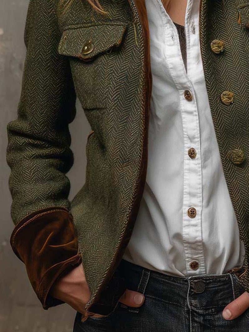 Dorthe | Sildebensblazer i Olivengrøn, forfra