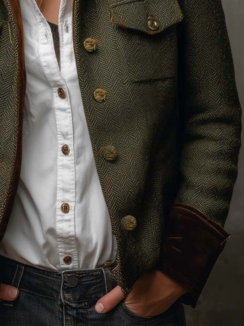 Dorthe | Sildebensblazer i Olivengrøn, forfra