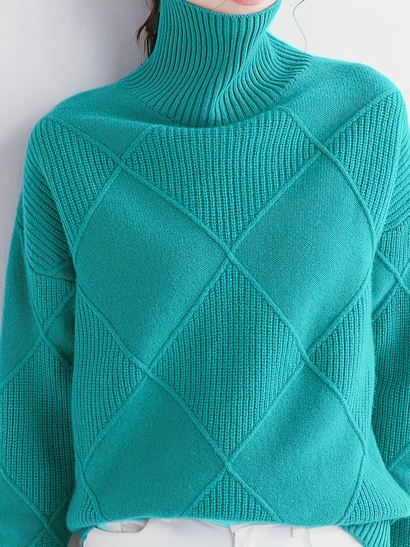 Ylva | Rullekravesweater i Turkis, bagfra