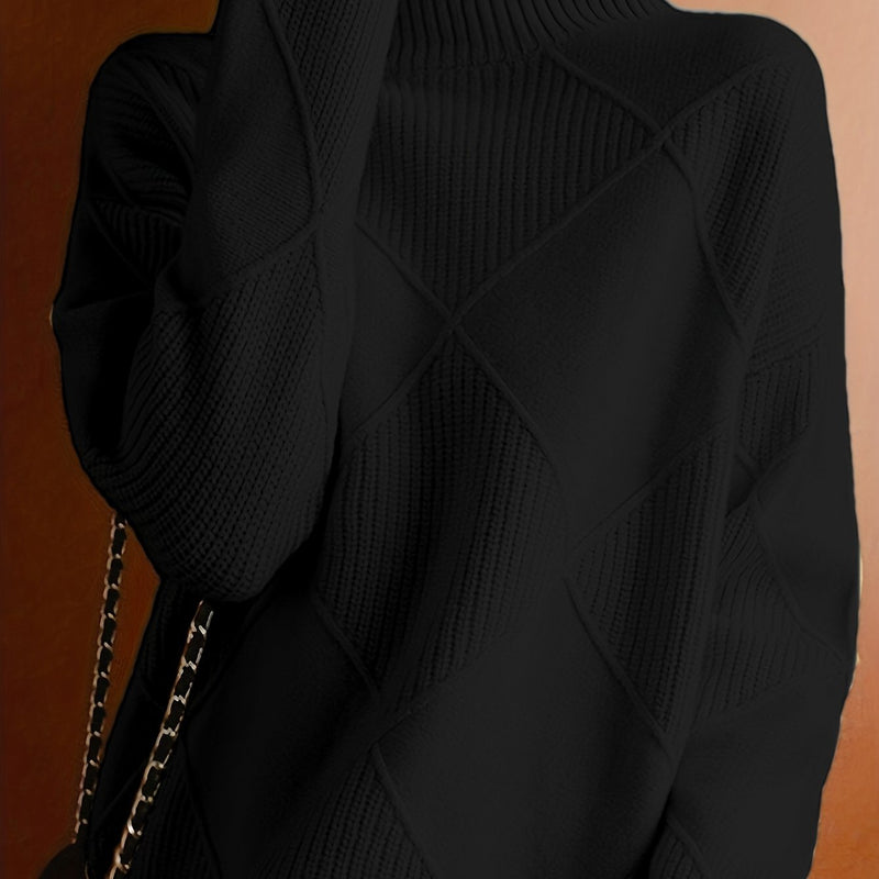 Ylva | Rullekravesweater i Sort, forfra
