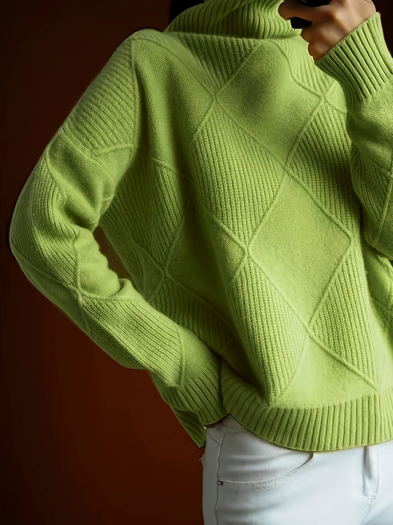 Ylva | Rullekravesweater i Limegrøn, detalje