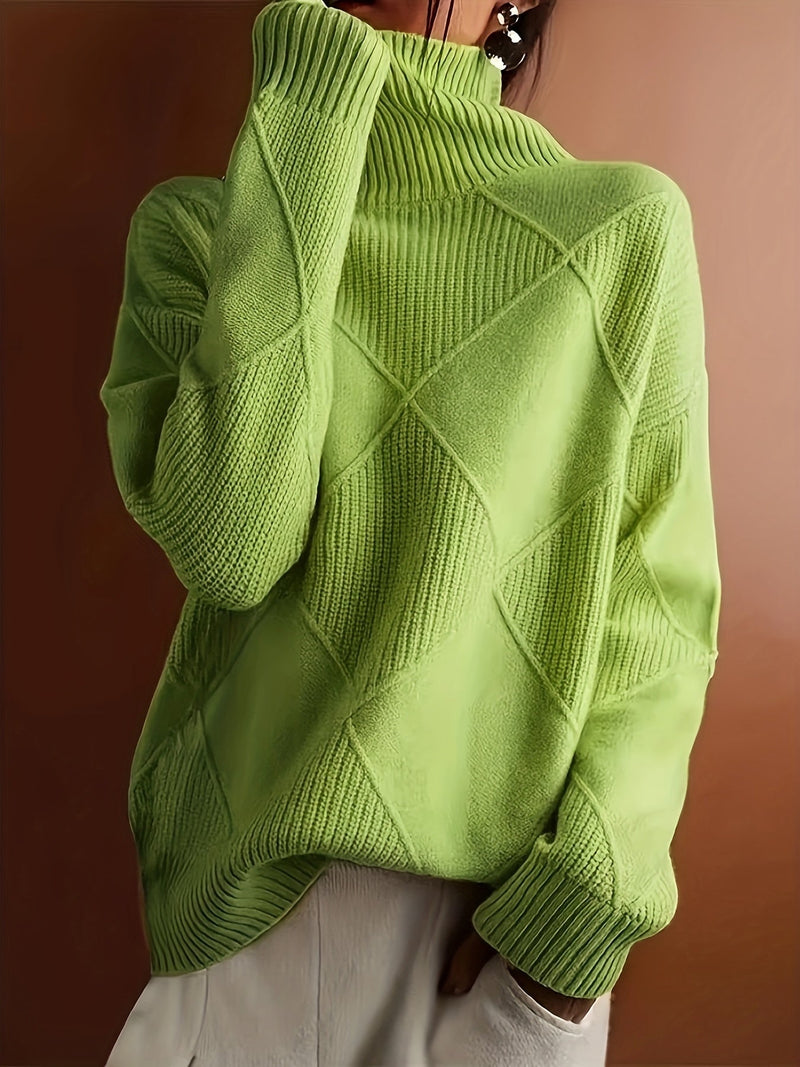 Ylva | Rullekravesweater i Limegrøn, bagfra