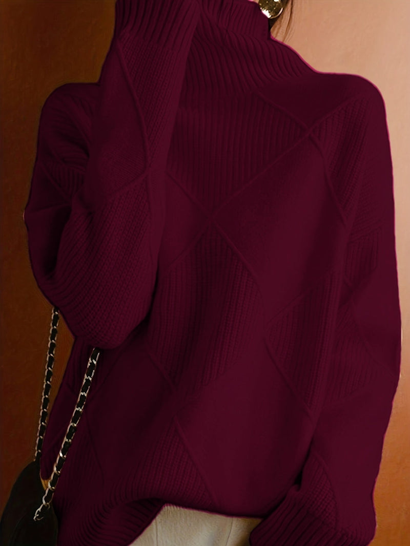 Ylva | Rullekravesweater i Bordeaux, bagfra