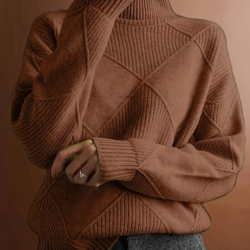 Ylva | Rullekravesweater i Lysebrun, forfra
