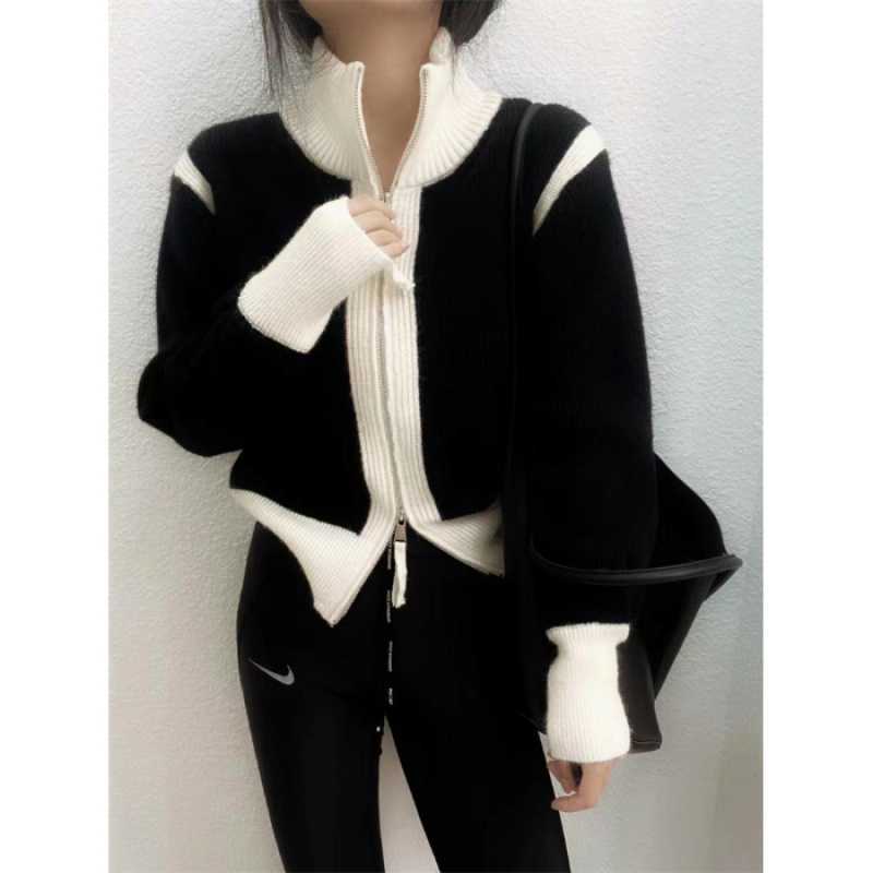 Svea | Zip-cardigan i Sort, detalje