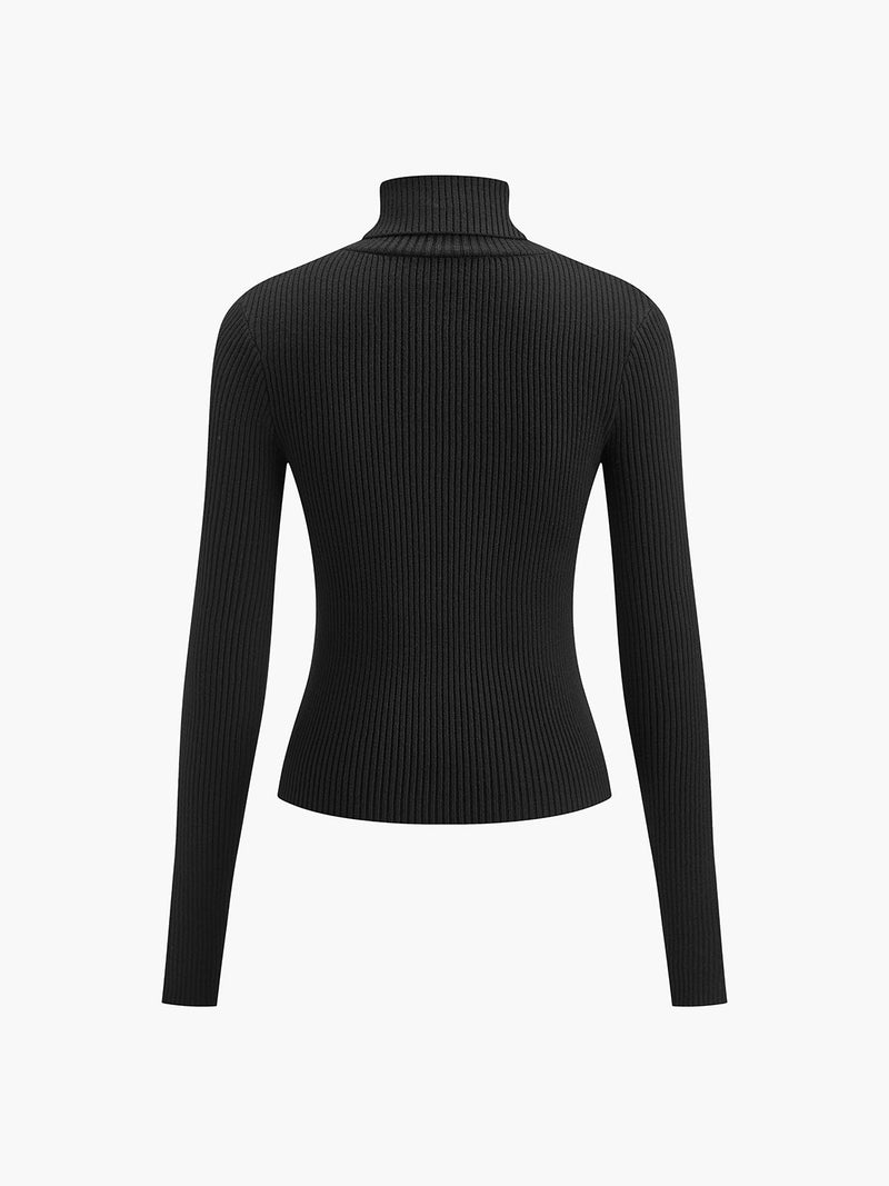 Birthe | Ribstrikket Rullekrave, flat lay