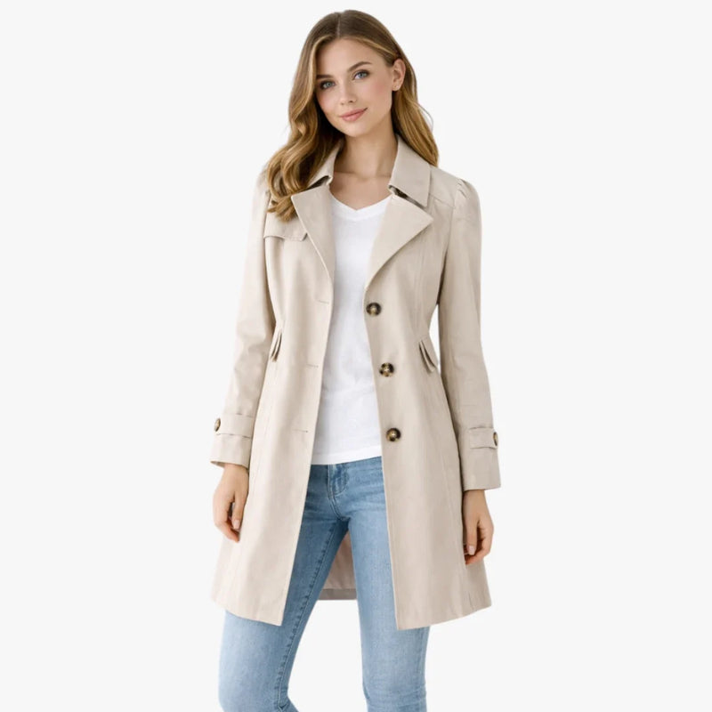 Ottilie | Lang frakke i Beige, forfra