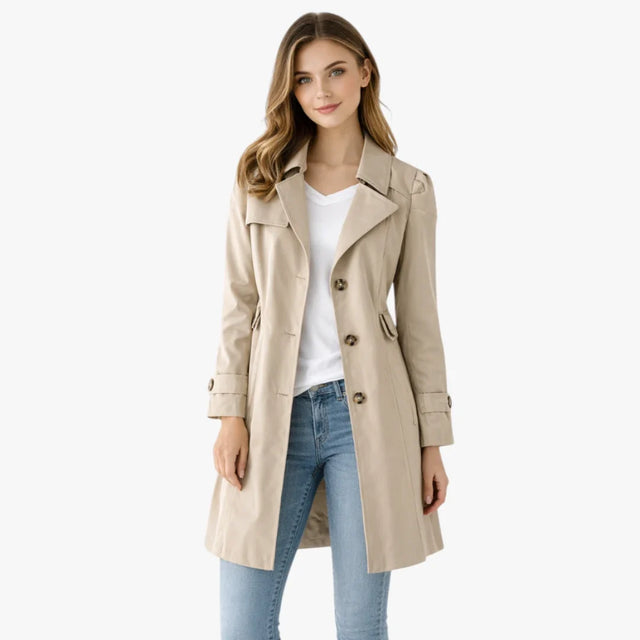 Ottilie | Lang frakke i Khaki, forfra