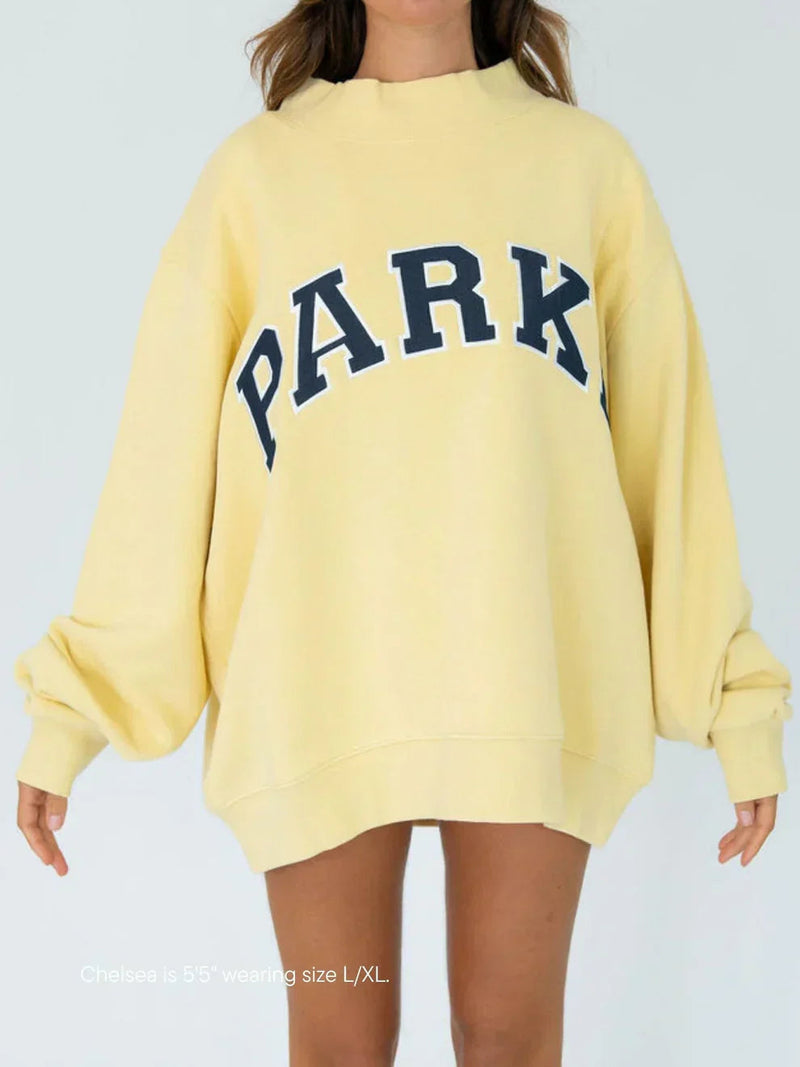 Sally | Sweatshirt i Gul-Marineblå, forfra