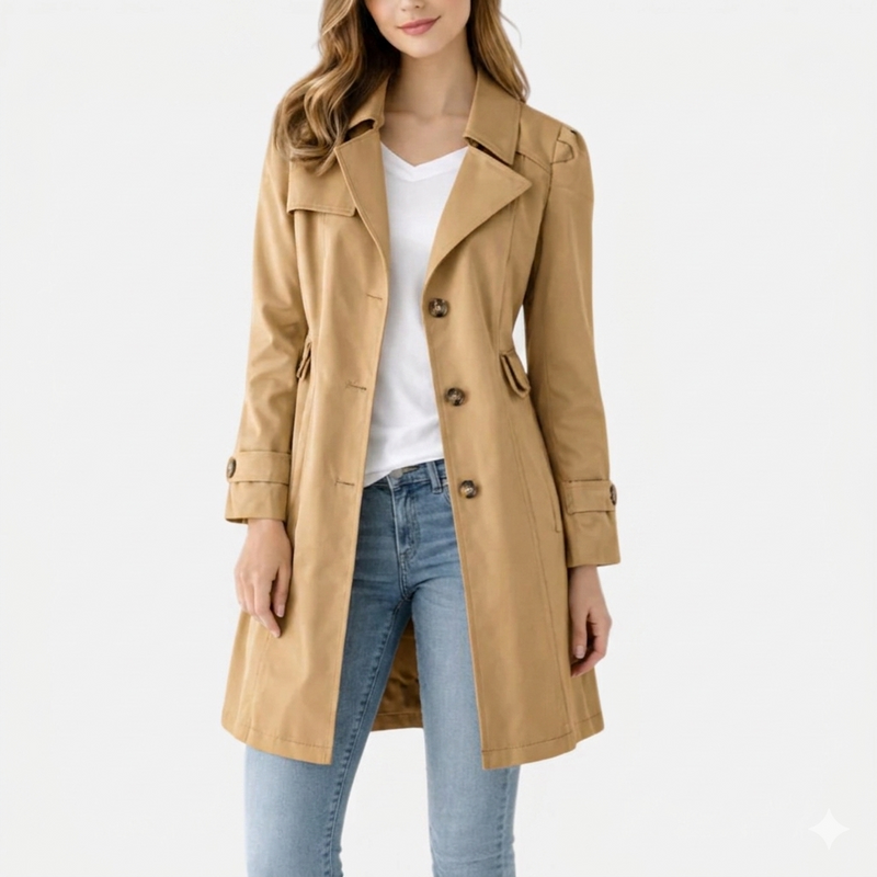 Lotte | Trenchcoat i Khaki, forfra