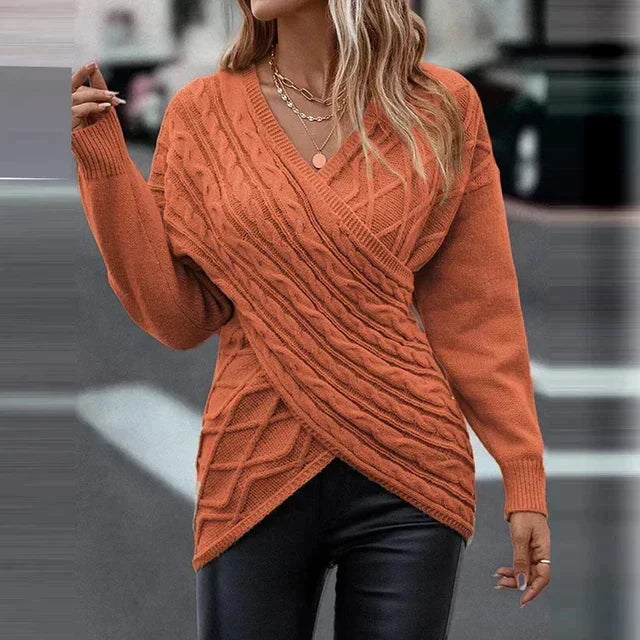 Greta | Striktrøje i Orange, forfra