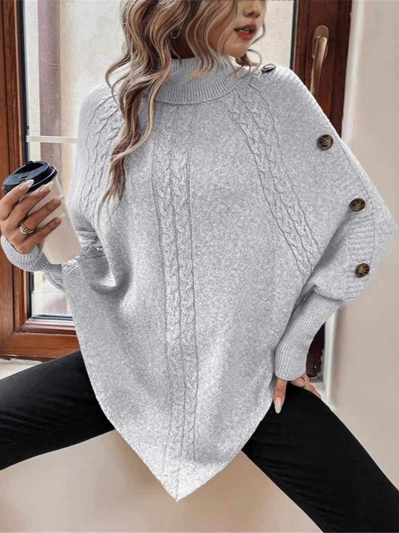 Vilma | Strik poncho i Grå, forfra