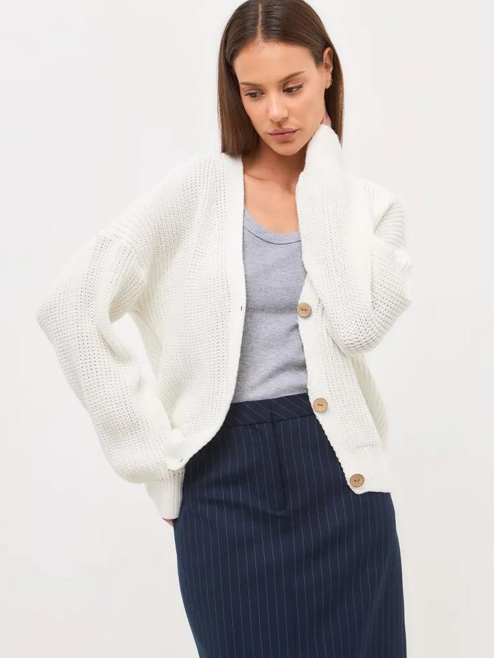 Elly | Cardigan i Hvid, forfra, billede 2