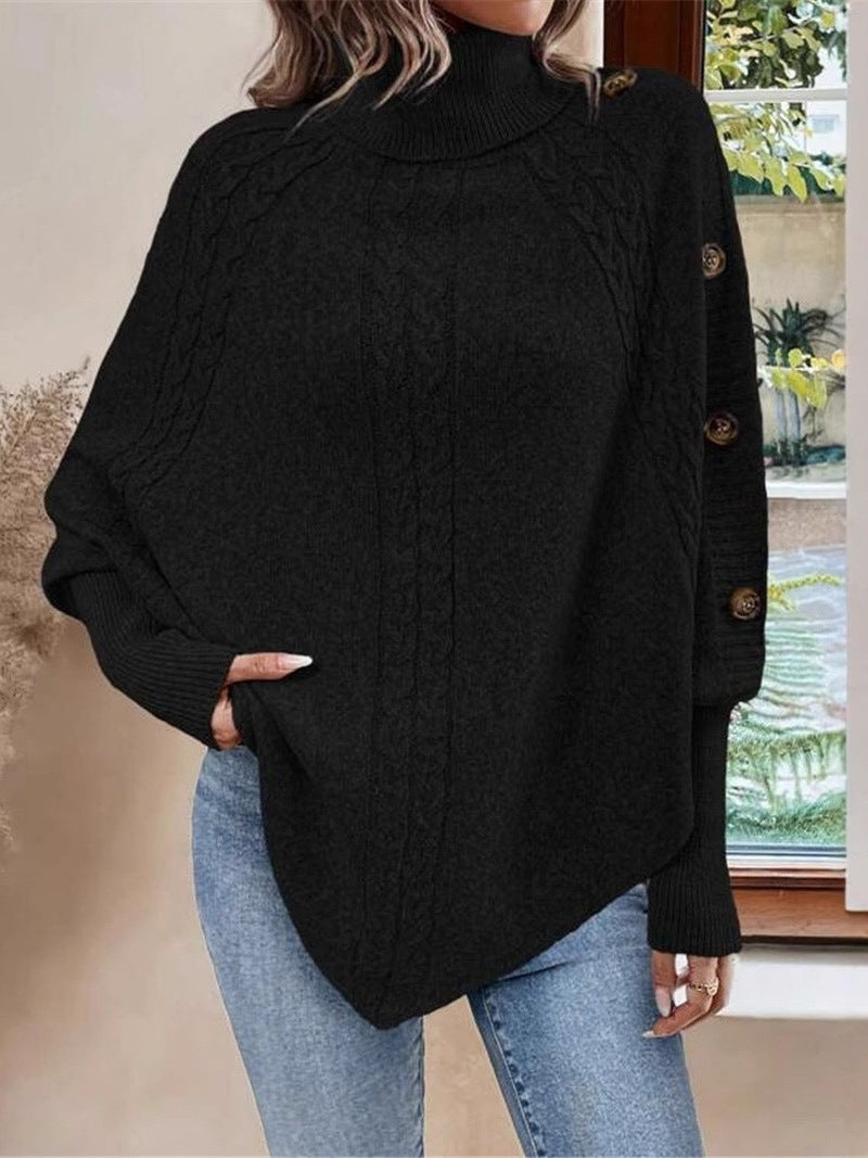Vilma | Strik poncho i Sort, forfra