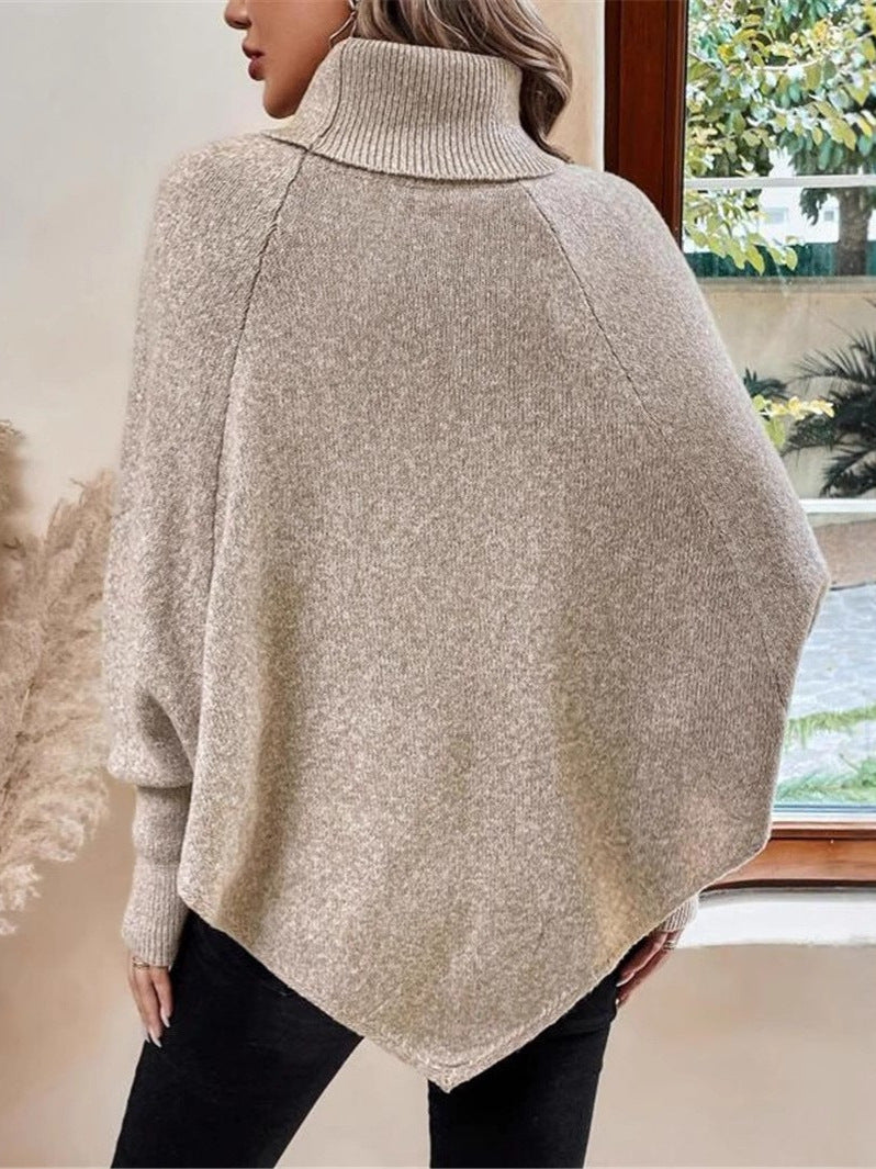 Vilma | Strik poncho i Khaki, bagfra