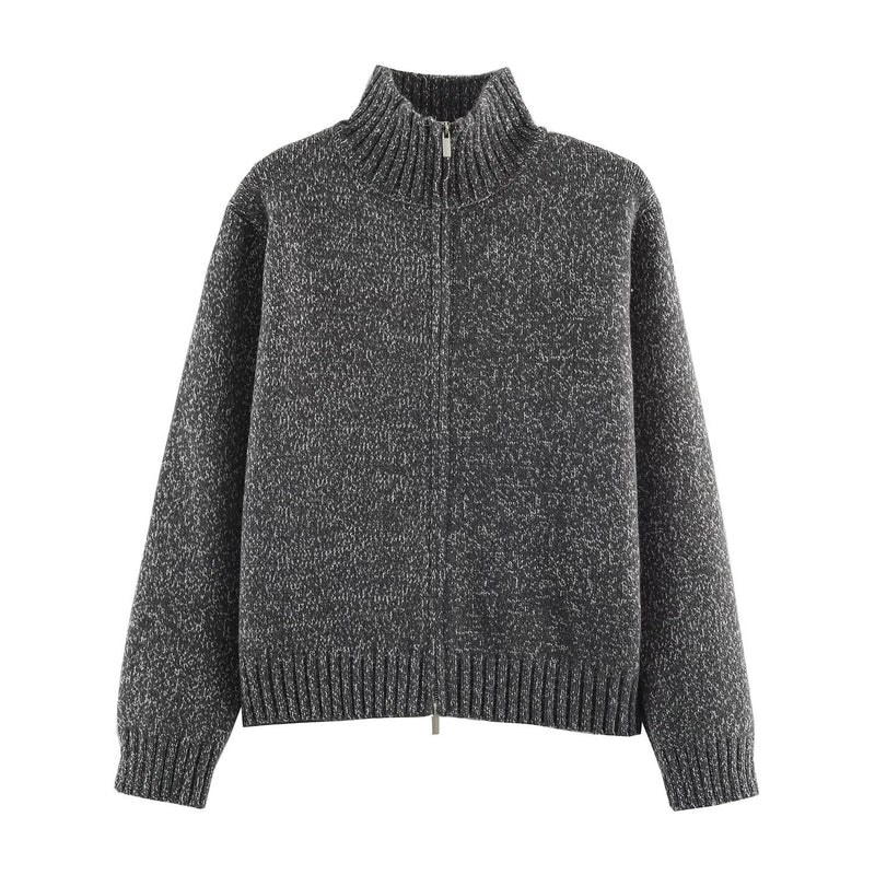 Molly | Cardigan i Meleret Grå, forfra