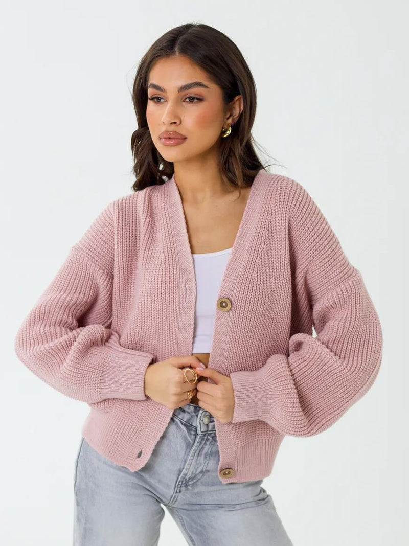 Elly | Cardigan i Rosa, forfra