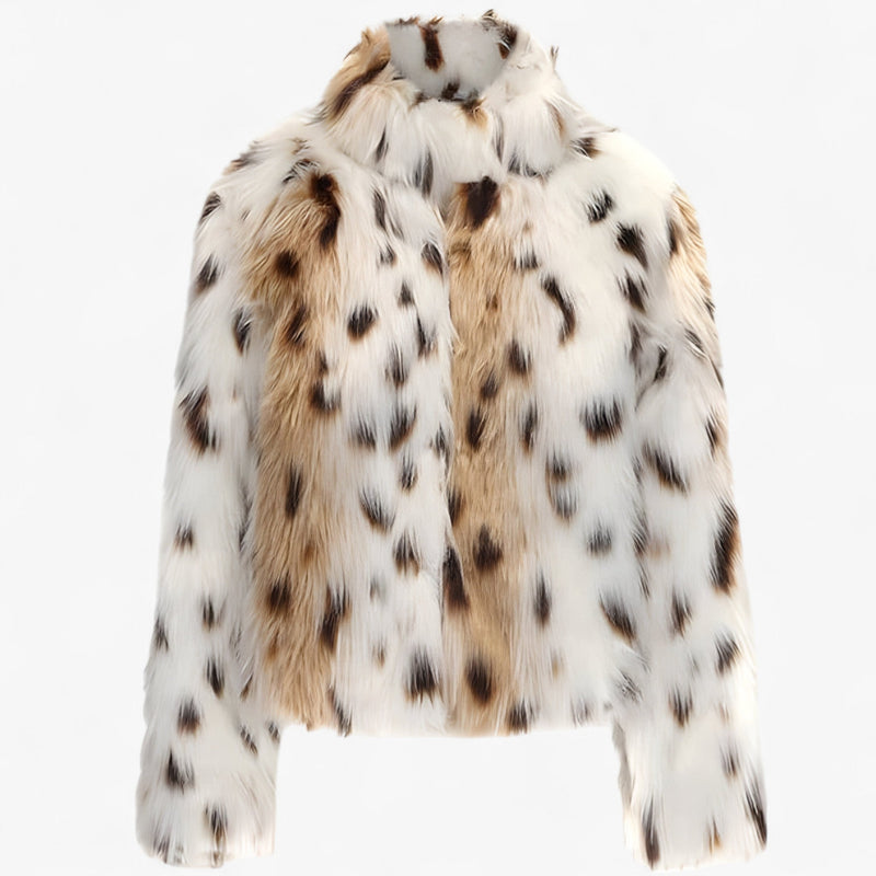Alva | Faux fur-jakke i Leopard, bagfra