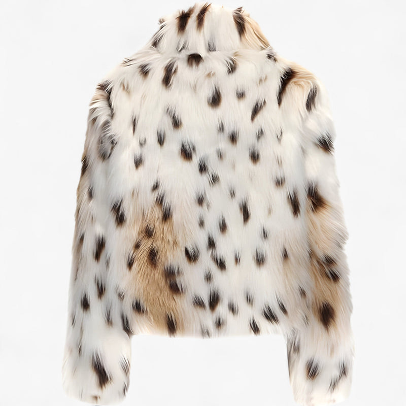 Alva | Faux fur-jakke i Leopard, detalje