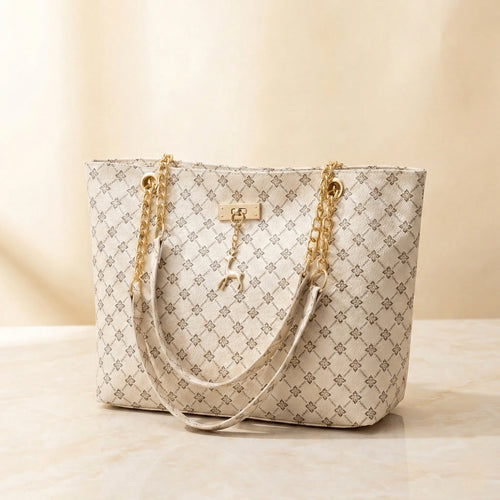 The Celeste | Monogram Chain Shoulder Bag with Gold-Tone Detail - Sofaine