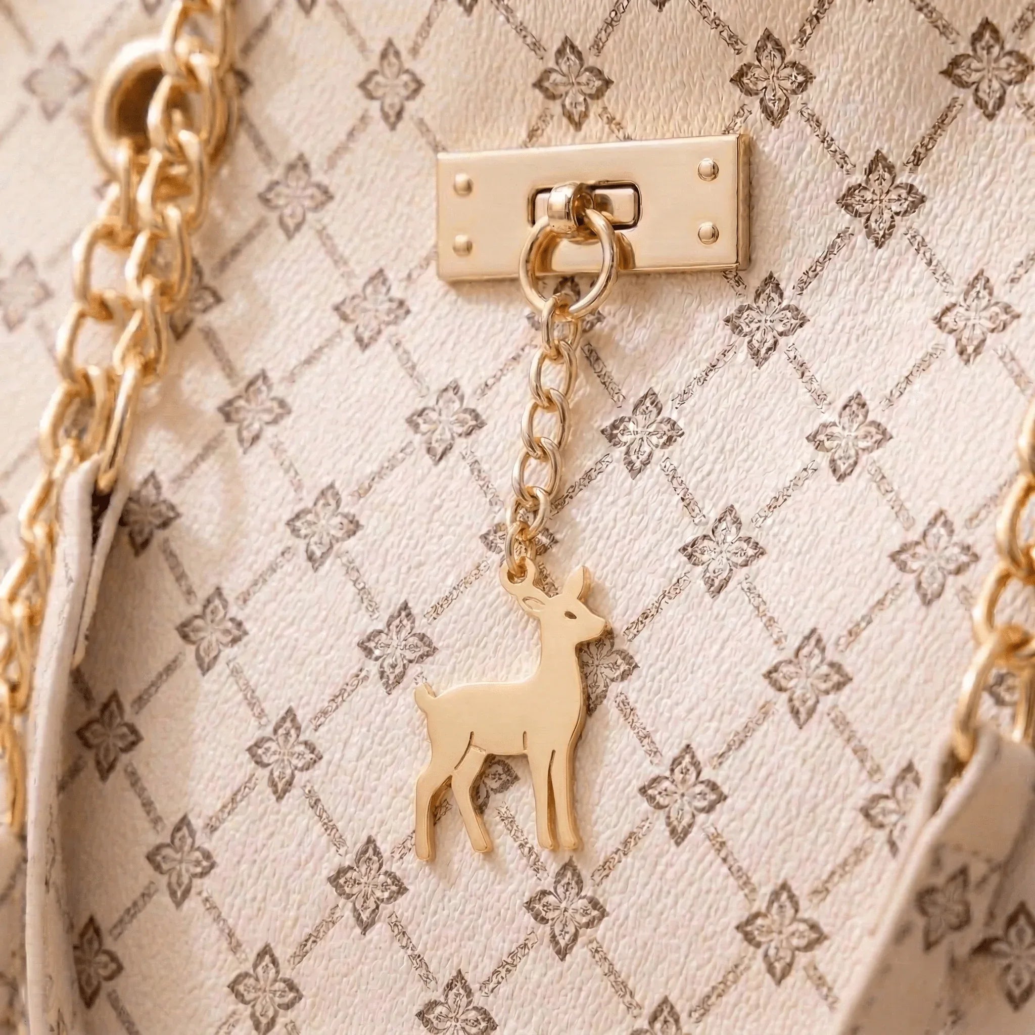 The Celeste | Monogram Chain Shoulder Bag with Gold-Tone Detail - Sofaine