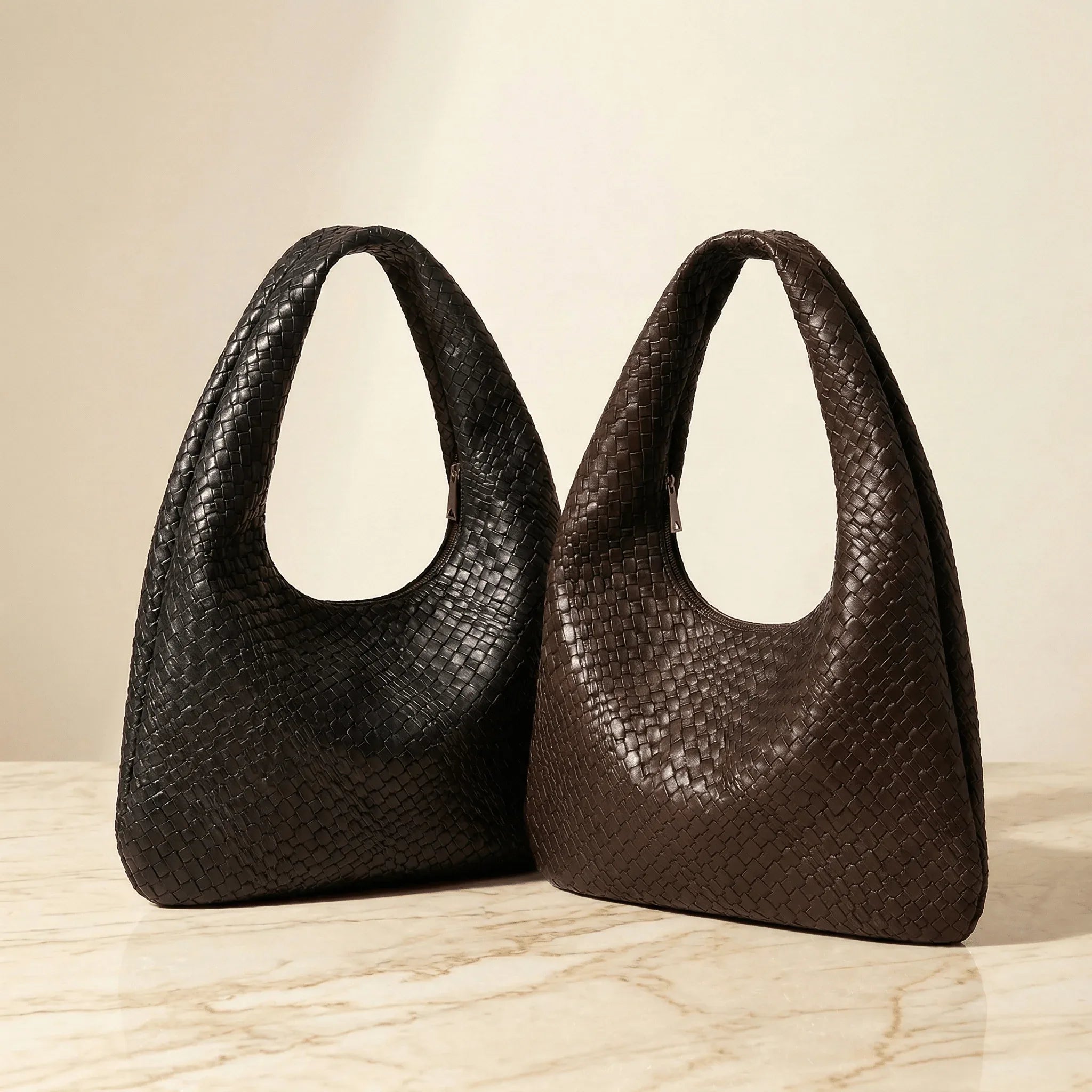 The Luna | Woven Vegan Leather Hobo Bag for Women - Sofaine