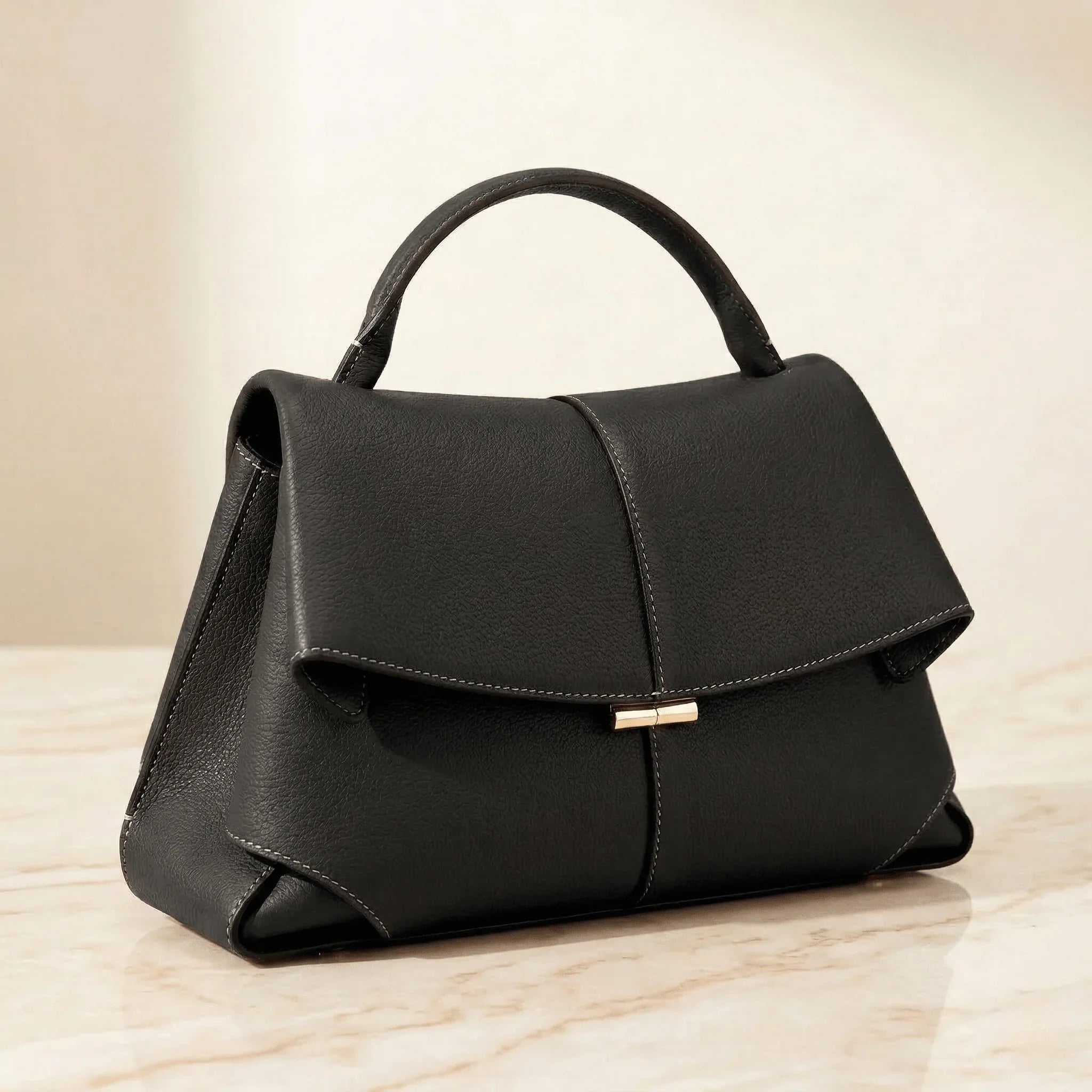 The Margot | Structured Flap Bag with Gold-Tone Hardware - Sofaine