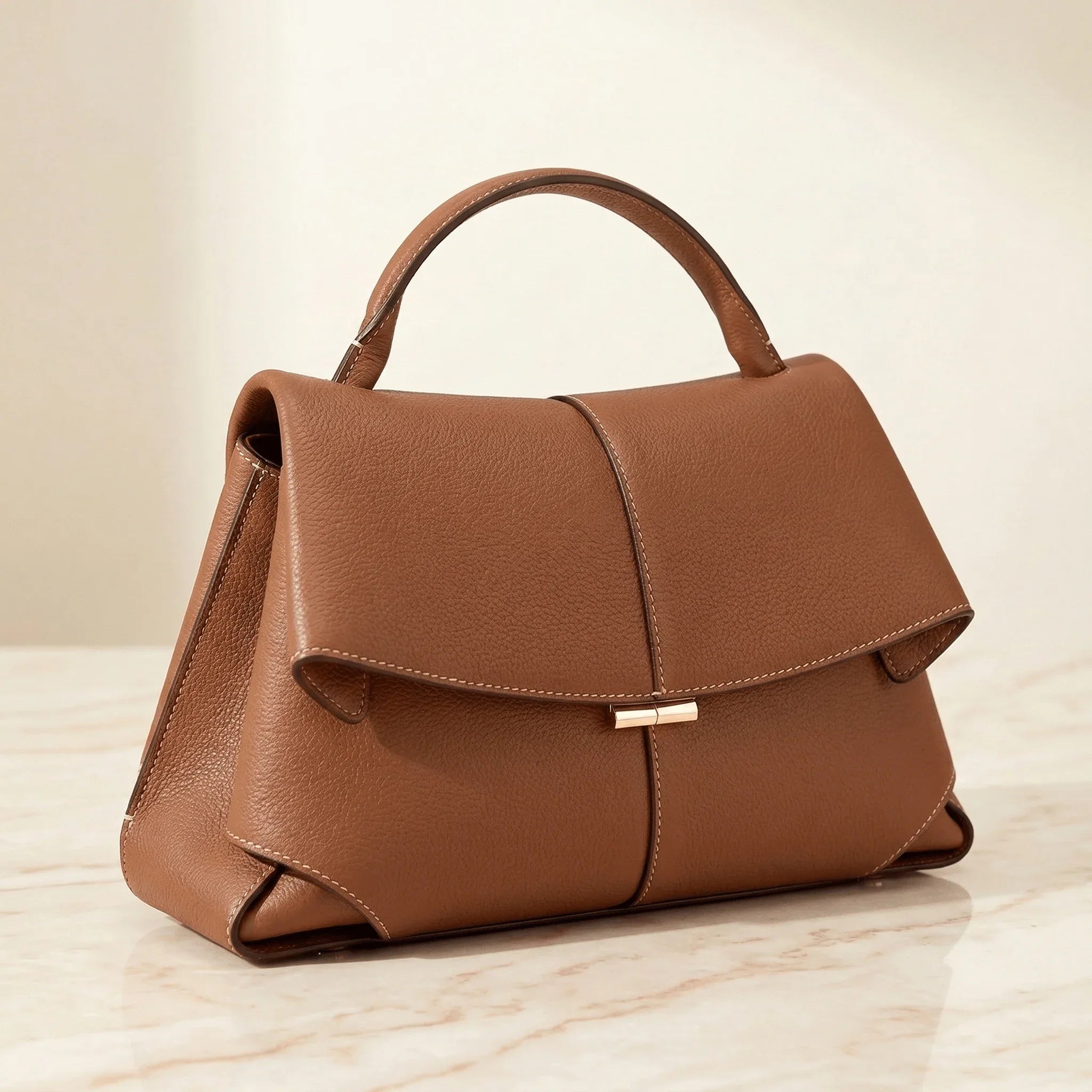 The Margot | Structured Flap Bag with Gold-Tone Hardware - Sofaine