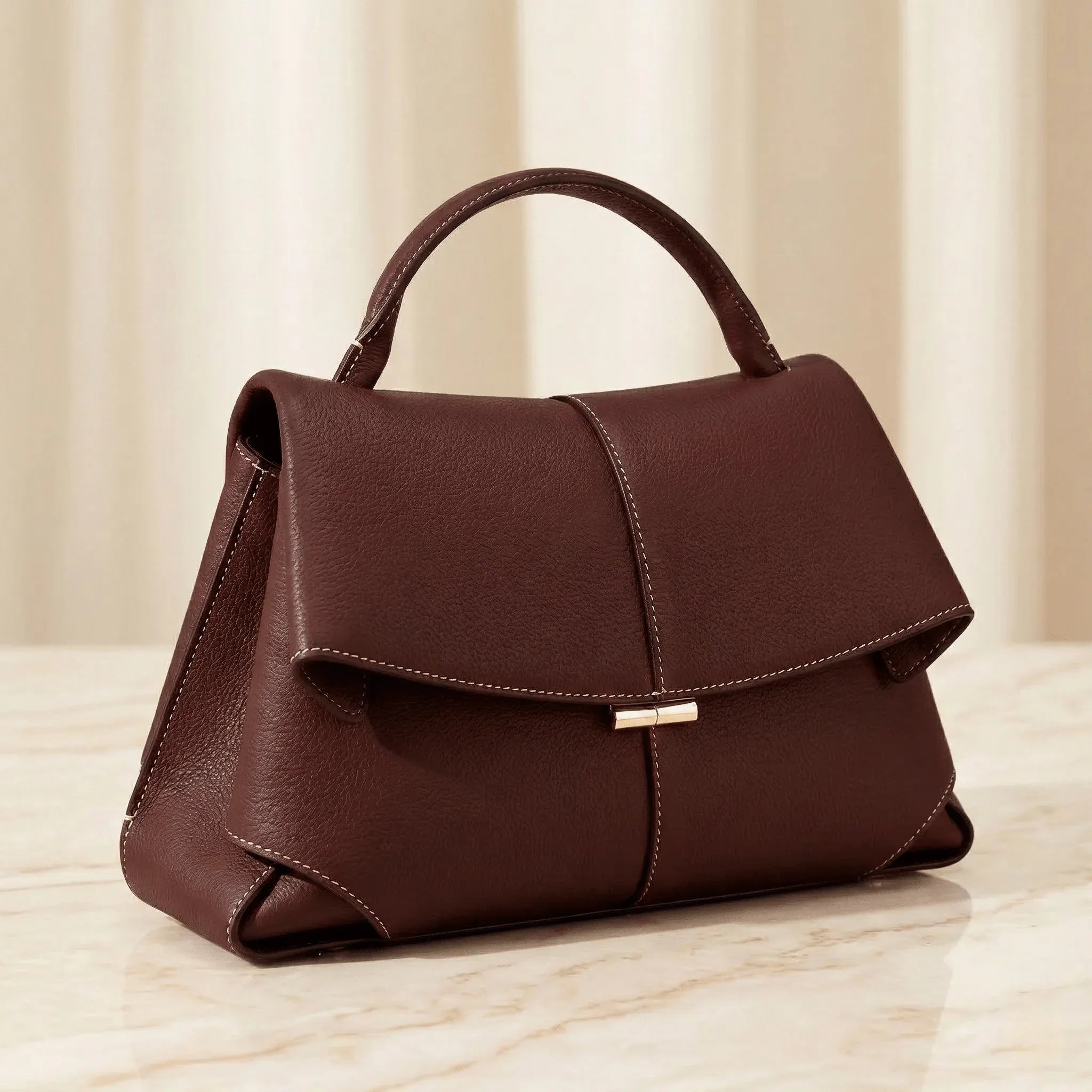 The Margot | Structured Flap Bag with Gold-Tone Hardware - Sofaine