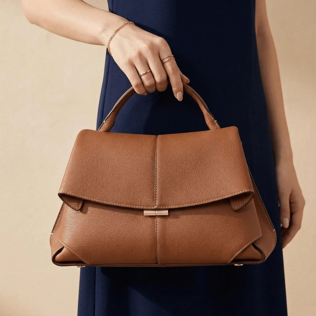 The Margot | Structured Flap Bag with Gold-Tone Hardware - Sofaine