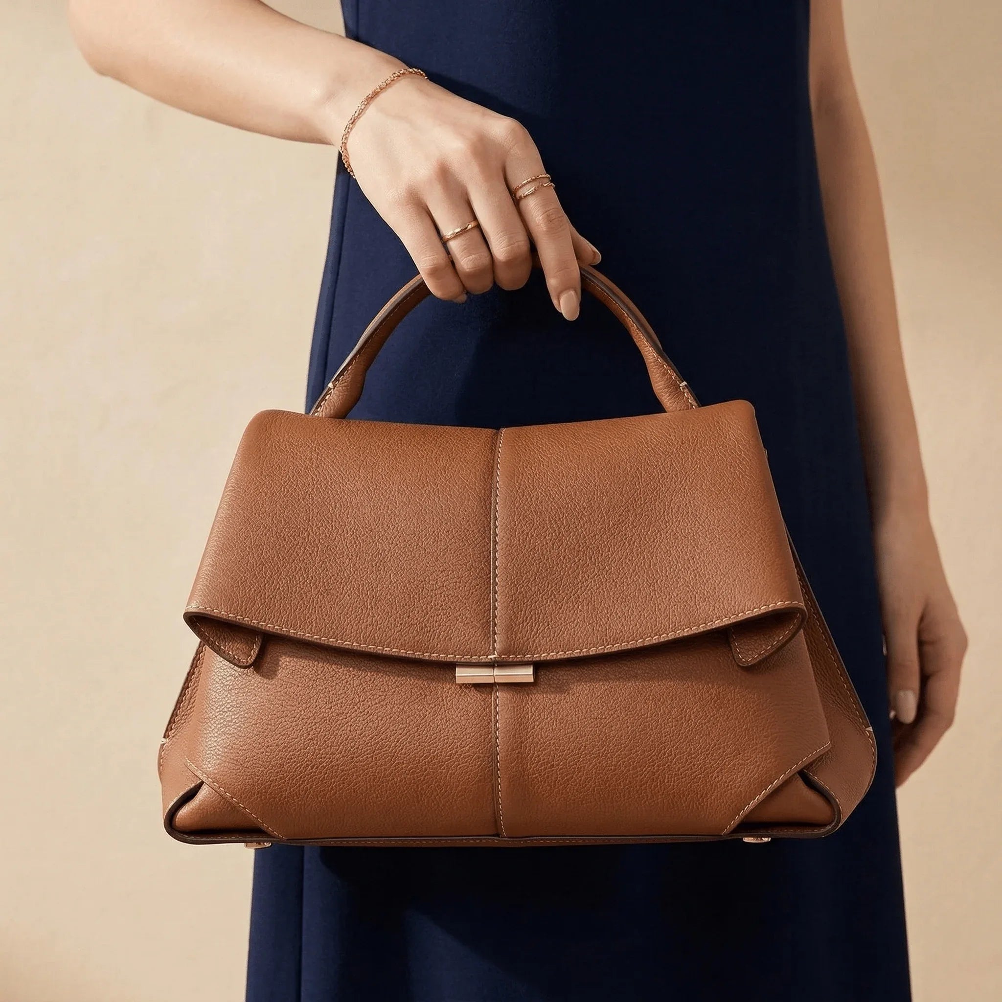 The Margot | Structured Flap Bag with Gold-Tone Hardware - Sofaine