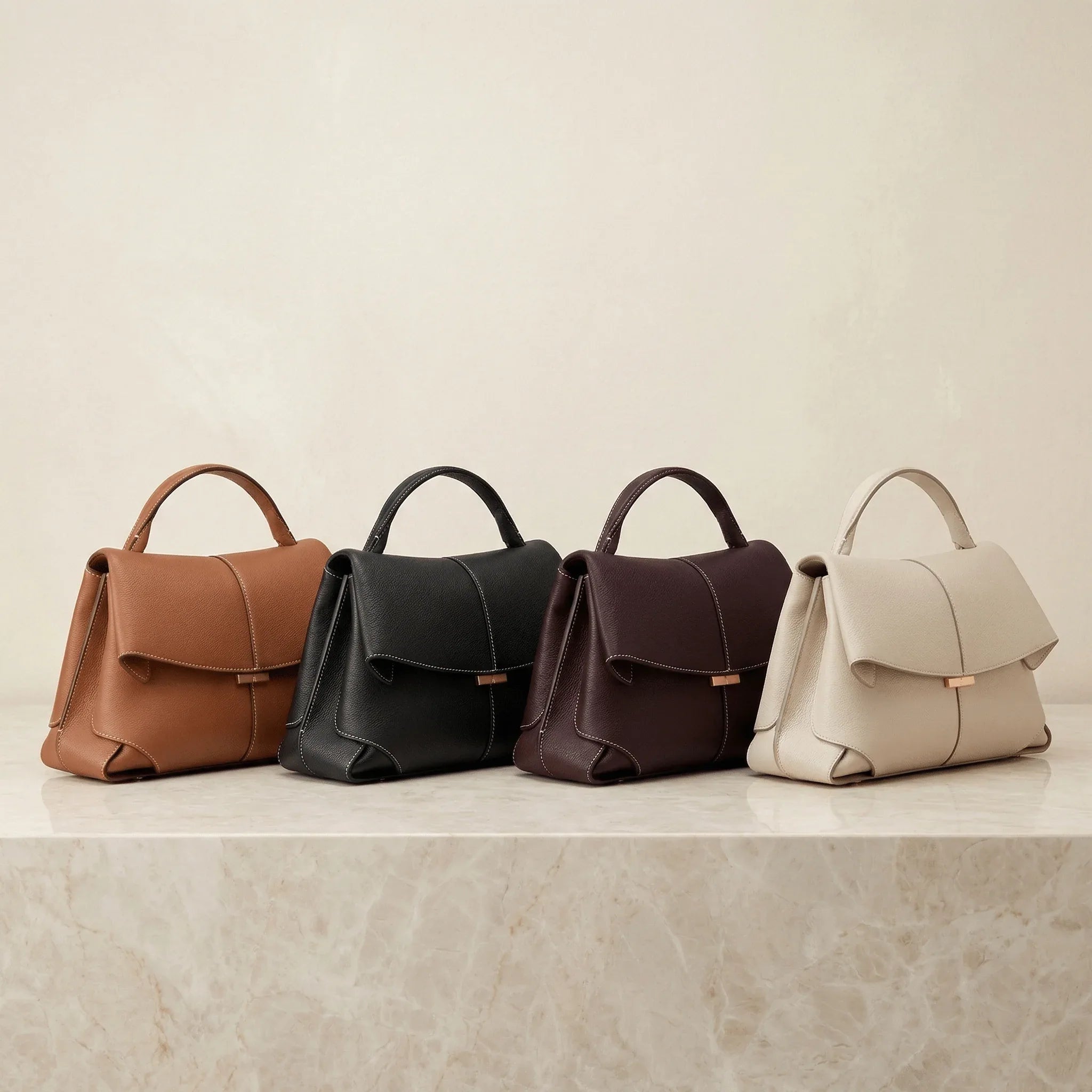 The Margot | Structured Flap Bag with Gold-Tone Hardware - Sofaine