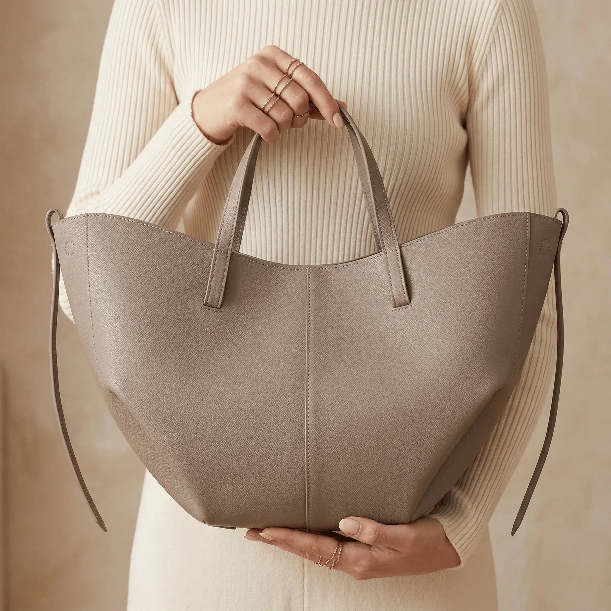 The Noémie | Sculptural Wing Tote in Vegan Leather - Sofaine