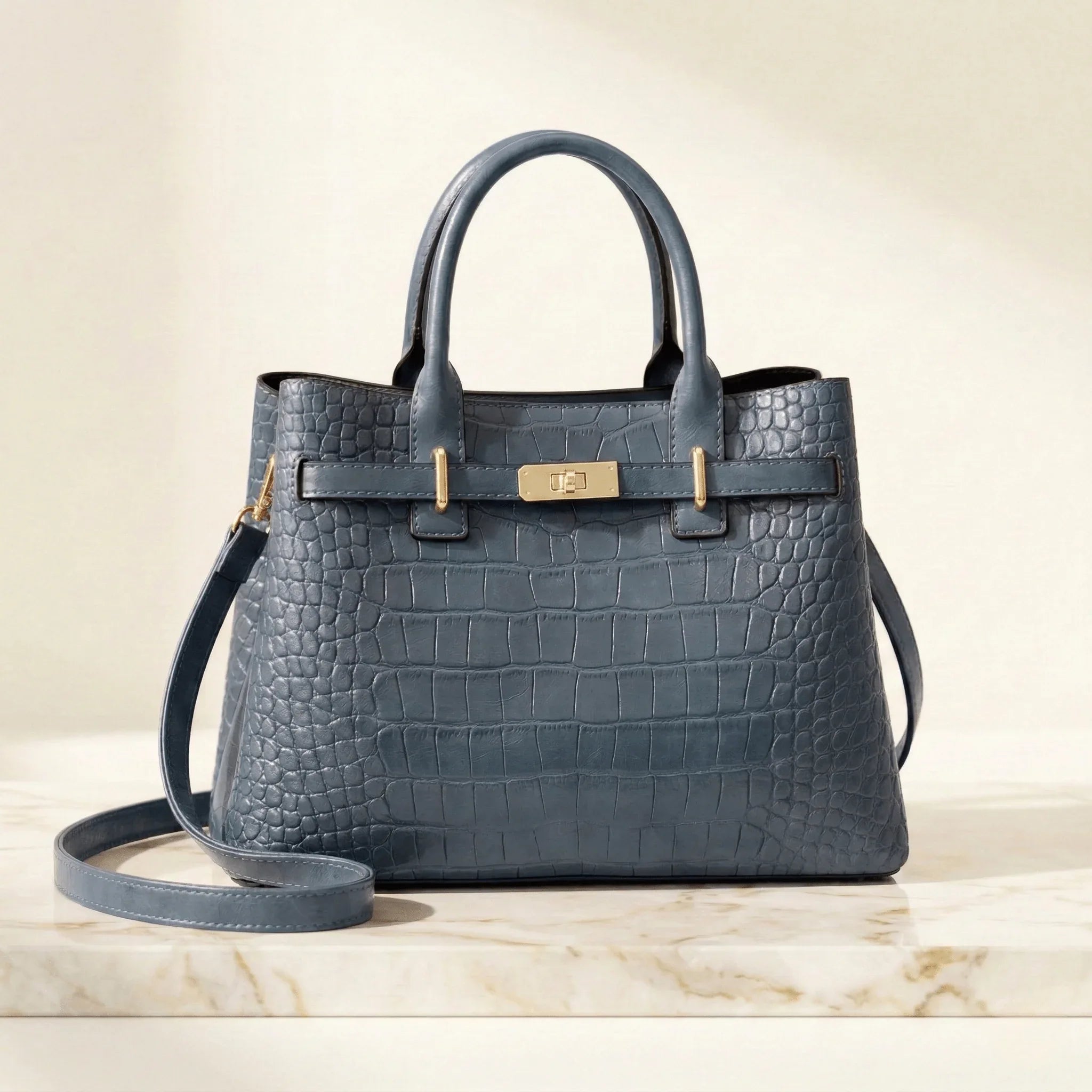 The Vivienne | Croc-Embossed Vegan Leather Shoulder Bag - Sofaine