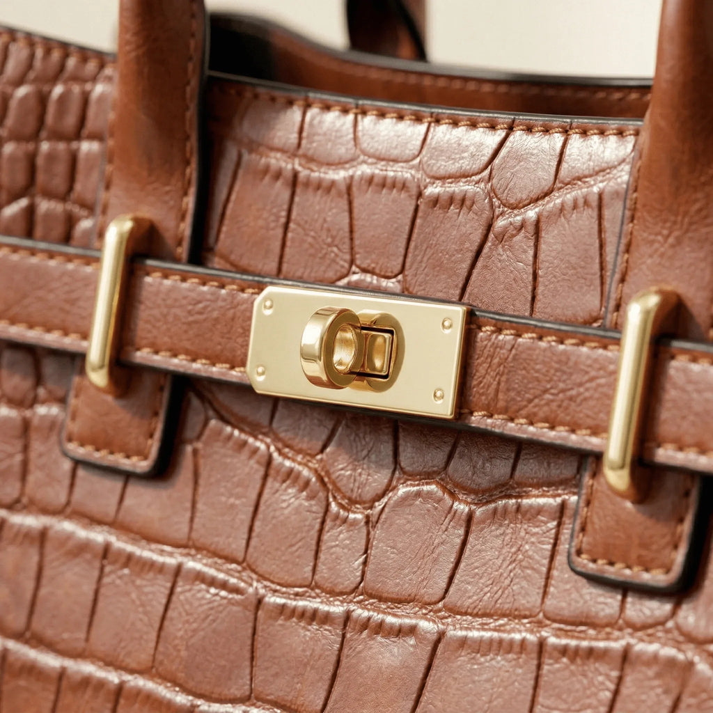 The Vivienne | Croc-Embossed Vegan Leather Shoulder Bag - Sofaine