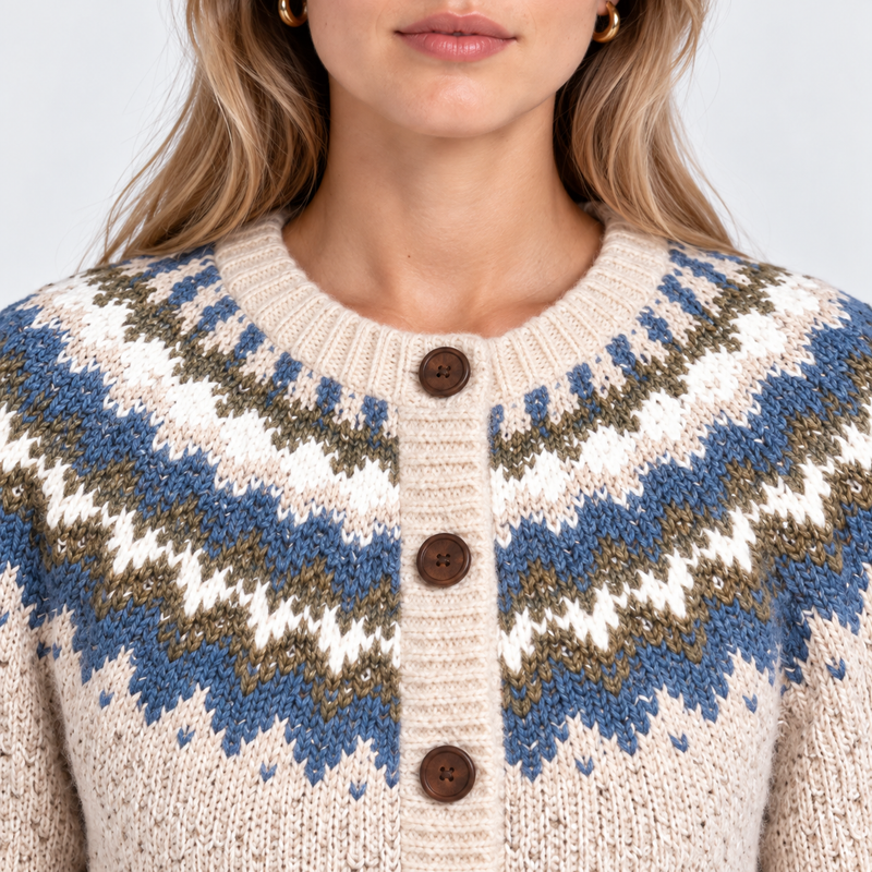 Arna | Cardigan i Beige, forfra, billede 3