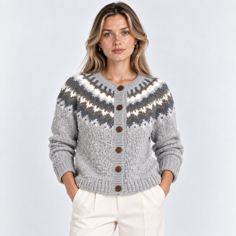 Arna | Cardigan i Grå, forfra