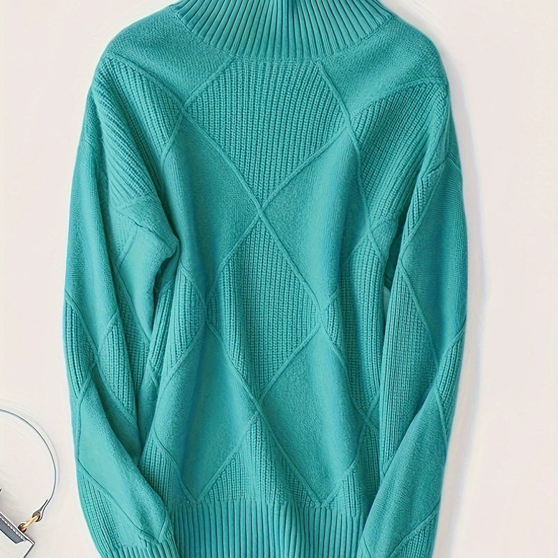 Ylva | Rullekravesweater i Turkis, detalje